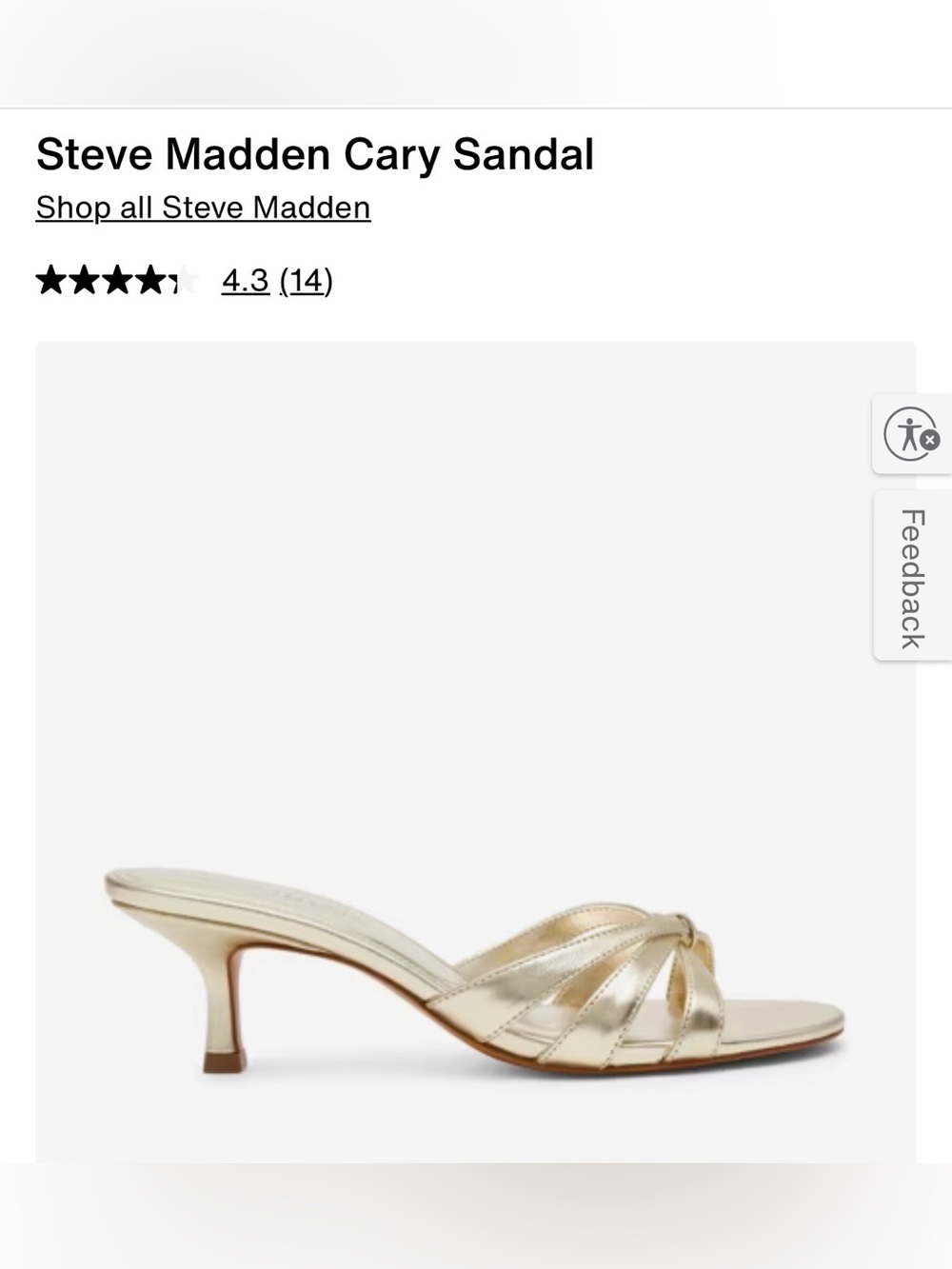 Steve Madden Metallic Gold Carey Kitten Heel. 7.5